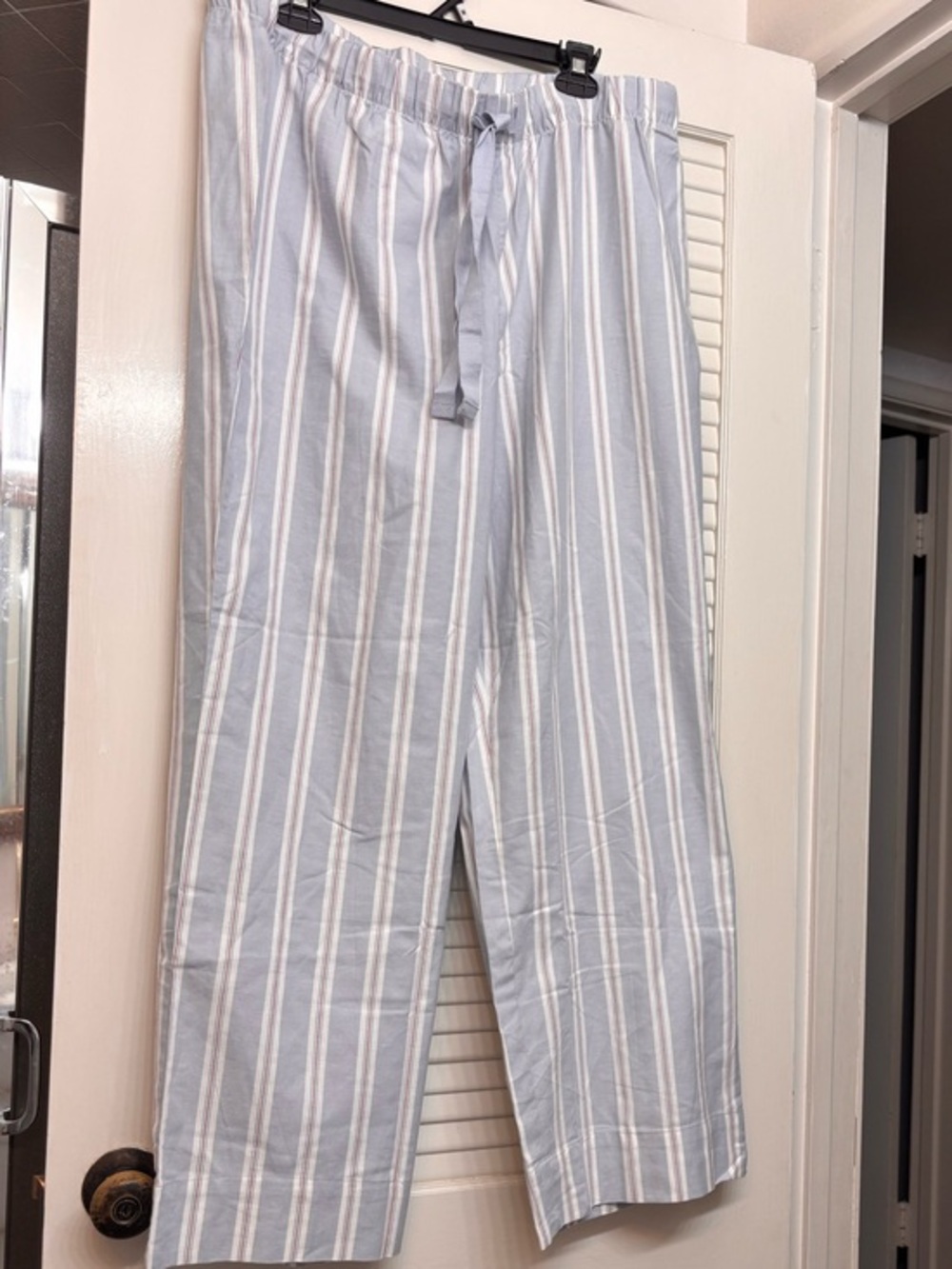 H&M Light Blue Red  and White  Striped Drawstring  Pajama Pants
